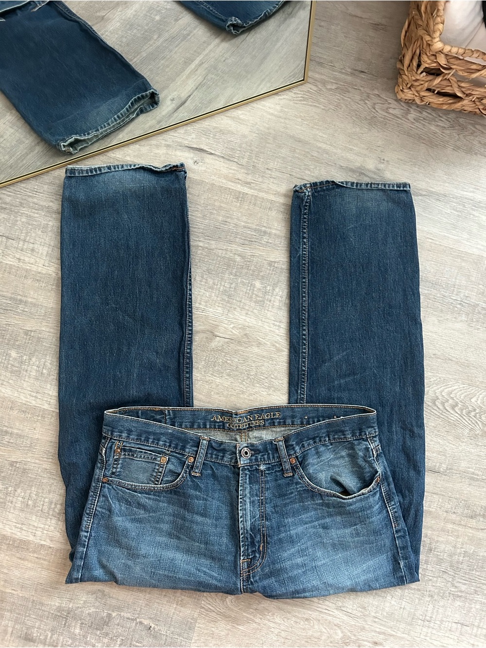 Vintage American Eagle Jeans Mens 36x32 Relaxed Straight Leg Blue Denim Wash Y2K